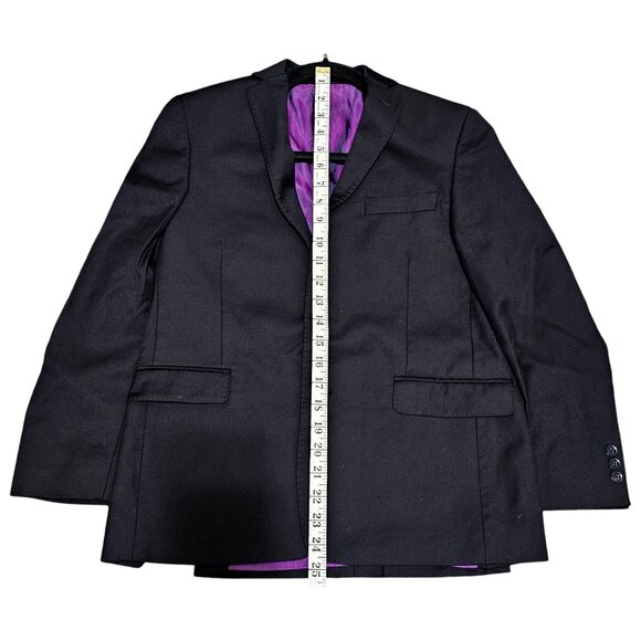 Boys Black Blazer Jacket With Purple Lining By Arte Italiana Size 14H 3 Button C - Picture 10 of 11